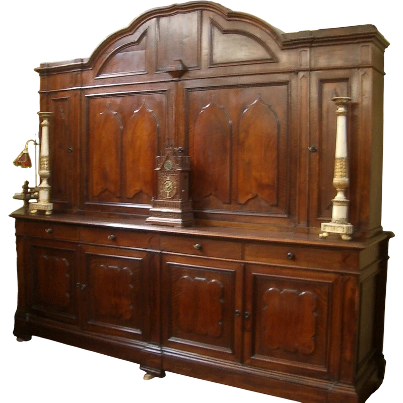 Credenza sacrestia antica doppiocorpo piemontese