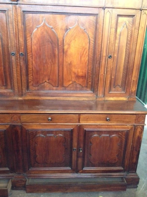 Credenza sacrestia antica doppiocorpo piemontese