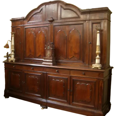 Credenza sacrestia antica doppiocorpo piemontese