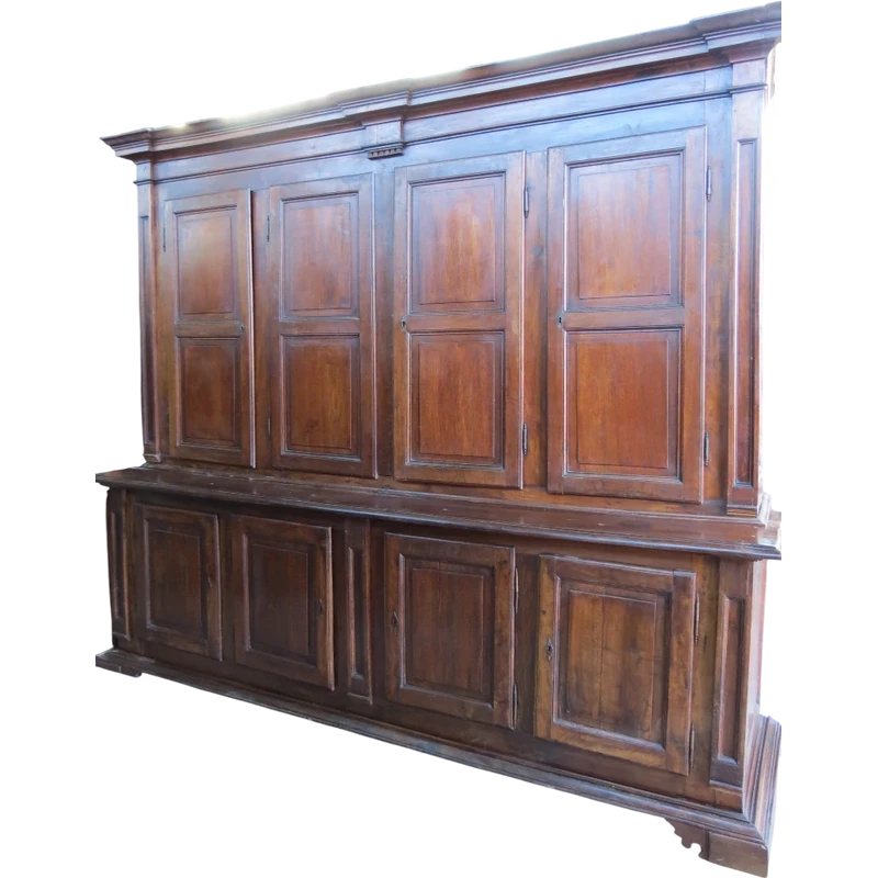 Credenza sacrestia antica doppiocorpo lombarda