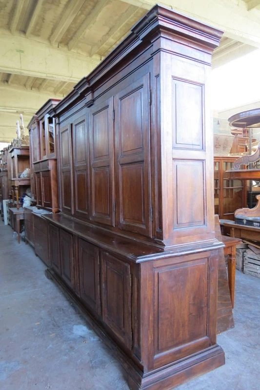 Credenza sacrestia antica doppiocorpo lombarda