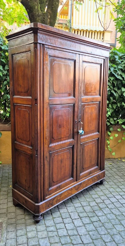 Armoire-buffet ancienne à panneaux d'Émilie, en noyer