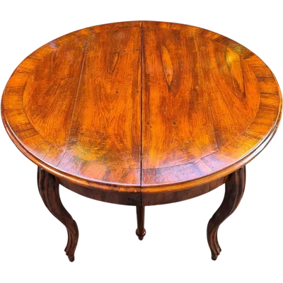 Antique 4-meter extendable round walnut table from the 19th century