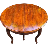 Antique 4-meter extendable round walnut table from the 19th century