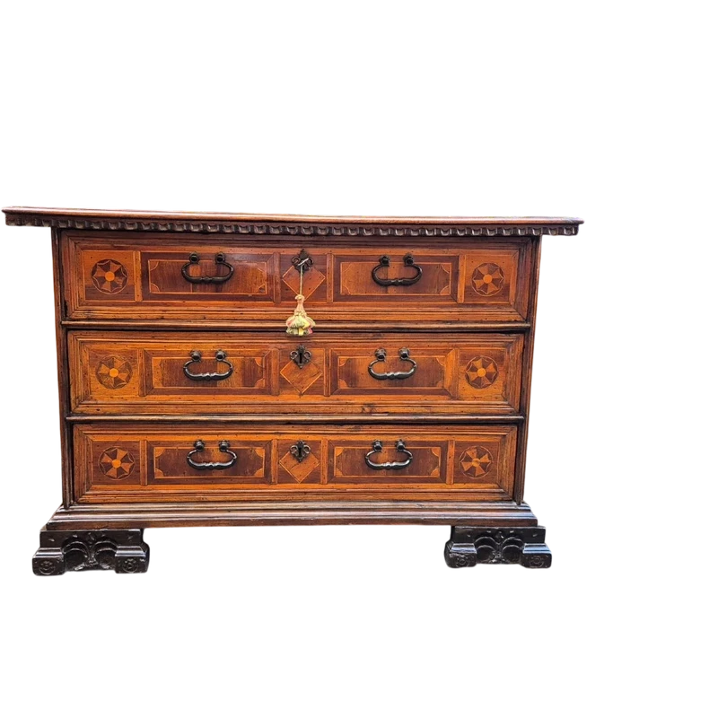Cassettone canterano antico veneto del '600 intarsiato