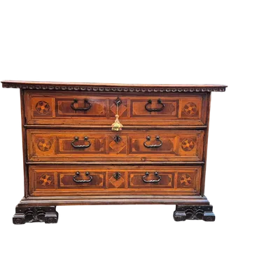Antique 17th-century Venetian chest of drawers with inlay work