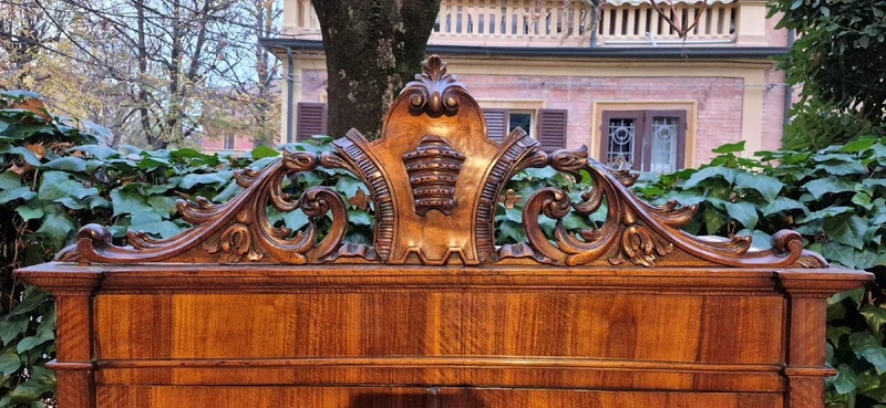 Antique Louis Philippe display bookcase with walnut veneer