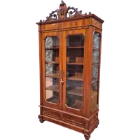 Antique Louis Philippe display bookcase with walnut veneer