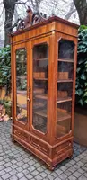 Antique Louis Philippe display bookcase with walnut veneer