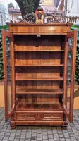 Antique Louis Philippe display bookcase with walnut veneer
