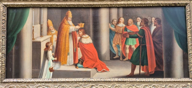 Tableau ancien représentant le couronnement d'Henri VI