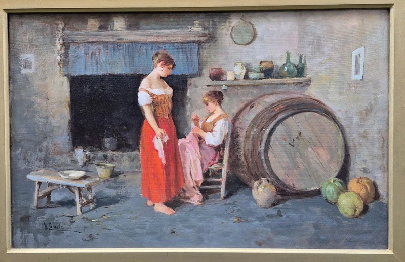 Dipinto olio su tavola Vincenzo Caprile