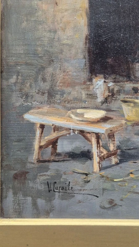 Dipinto olio su tavola Vincenzo Caprile