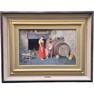 Oil painting on wood by Vincenzo Caprile