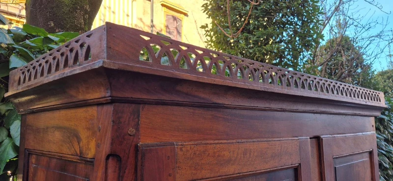 Antique Emilian Empire-style sideboard in walnut