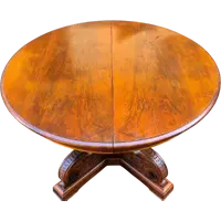 Antique extendable round walnut table, 2.7 meters