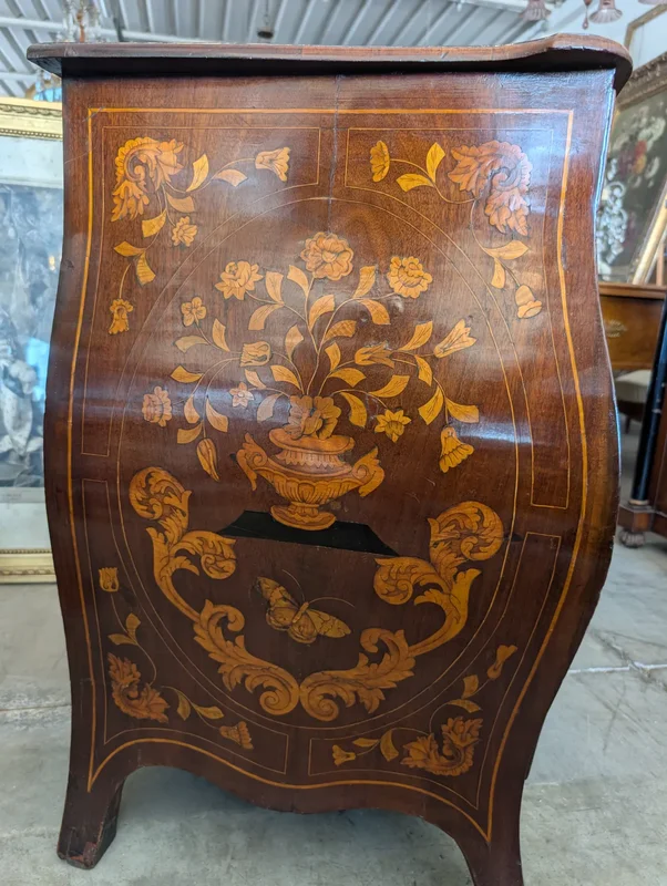 Small Dutch-style domed dresser with floral inlays