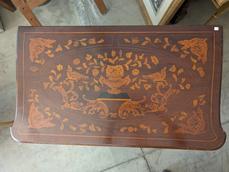 Small Dutch-style domed dresser with floral inlays