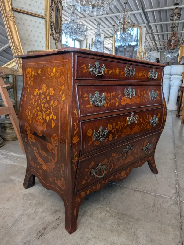 Small Dutch-style domed dresser with floral inlays