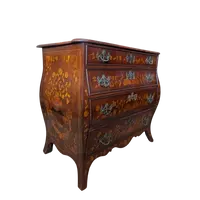 Piccolo comò bombato in stile olandese con intarsi floreali