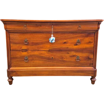Antique cappuccino-colored walnut chest of drawers with a groove