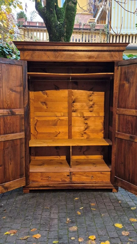 Antique Ligurian walnut paneled cabinet