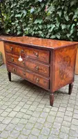 Antique Louis XVI-style chest of drawers from Emilia, with veneered and filleted panels