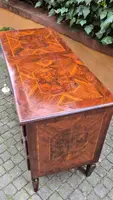 Antique Louis XVI-style chest of drawers from Emilia, with veneered and filleted panels