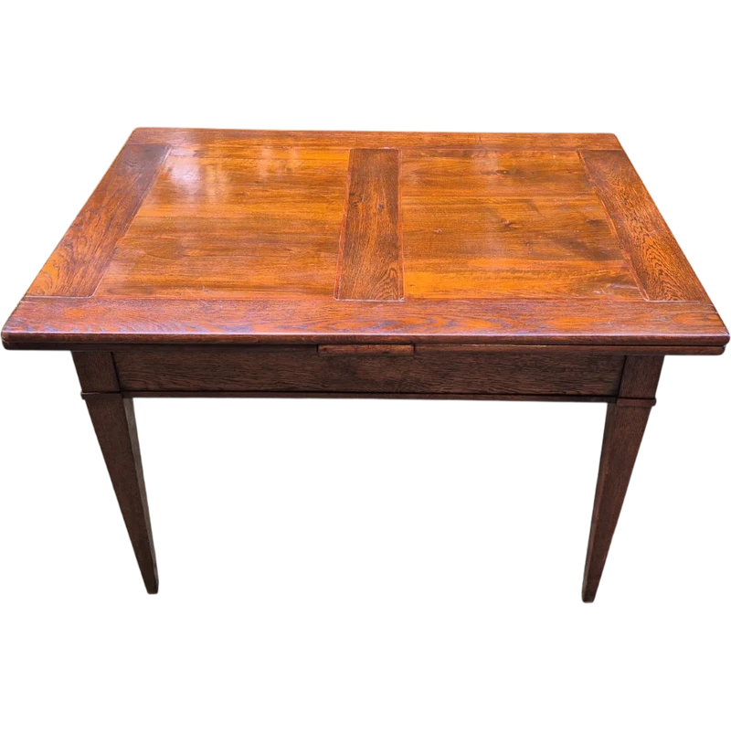 Antique 19th-century pull-out extendable table with spindle legs