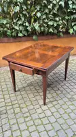 Antique 19th-century pull-out extendable table with spindle legs