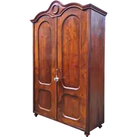 Antique walnut and burl wood paneled wardrobe from the 19th century