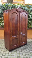 Antique walnut and burl wood paneled wardrobe from the 19th century