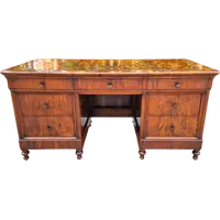 Antique Louis Philippe desk with a walnut and burl veneer and a groove