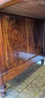 Antique Louis Philippe desk with a walnut and burl veneer and a groove