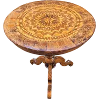 Antique round coffee table by Rolo with inlaid design