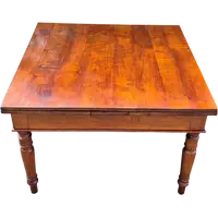 Antique square extendable table with an Emilian-style pull-out mechanism, made of cherry wood