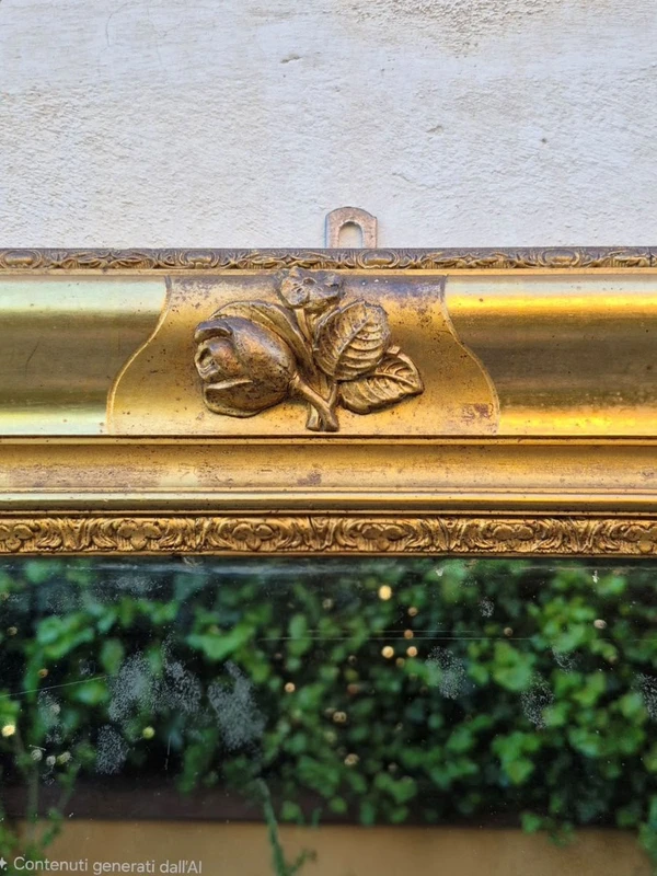 Antique Rectangular Gilded Wooden Mirror, Louis Philippe Style