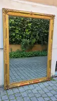 Antique Rectangular Gilded Wooden Mirror, Louis Philippe Style