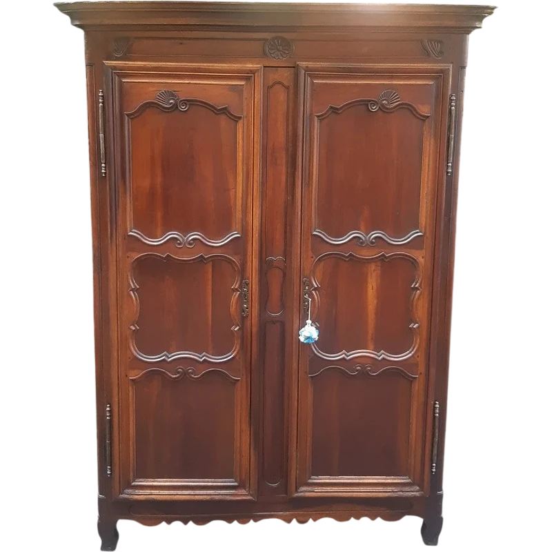 Antique French walnut wardrobe from the 18th century