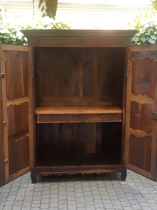 Antique French walnut wardrobe from the 18th century