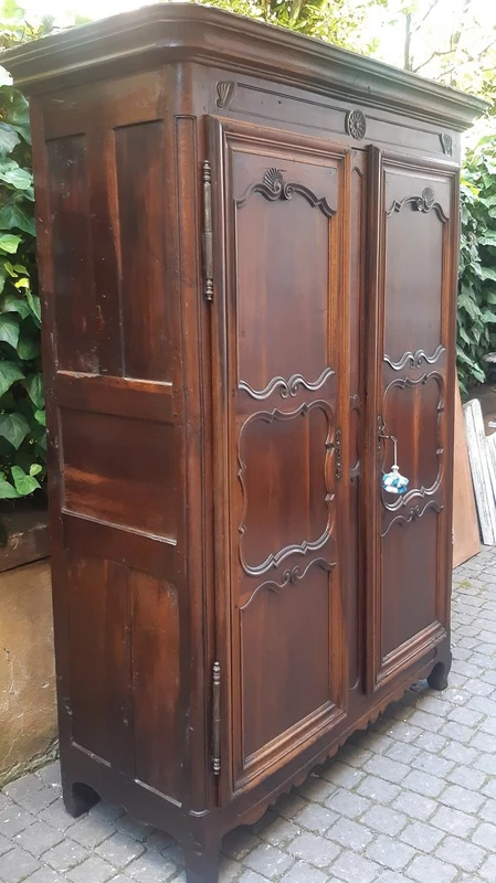Antique French walnut wardrobe from the 18th century