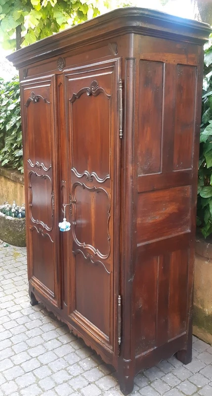 Antique French walnut wardrobe from the 18th century