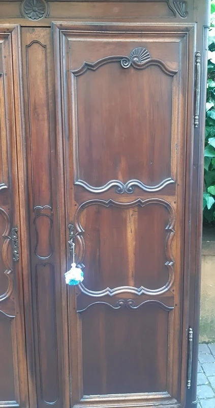 Antique French walnut wardrobe from the 18th century
