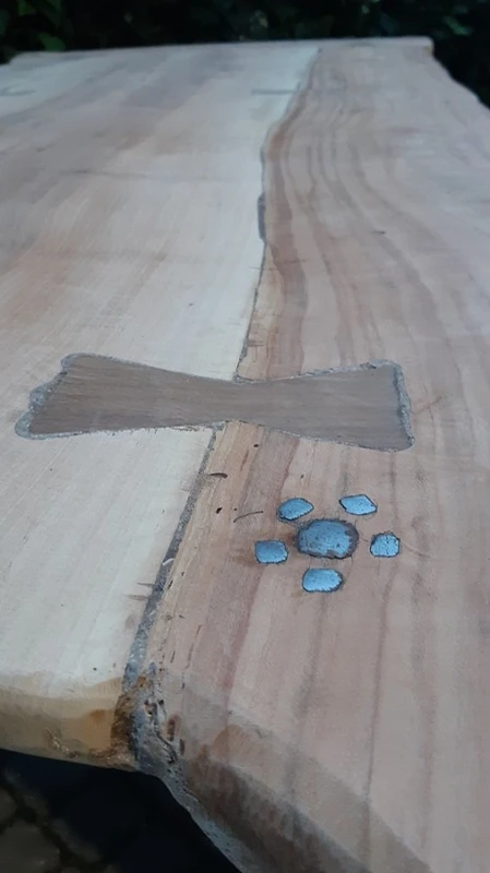 Antique dining table made of walnut, cherry, and oak, from Tuscany