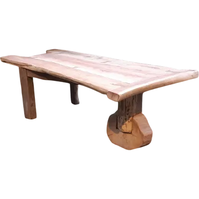 Table de salle à manger ancienne en noyer, cerisier et chêne, d'origine toscane