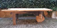 Antique dining table made of walnut, cherry, and oak, from Tuscany