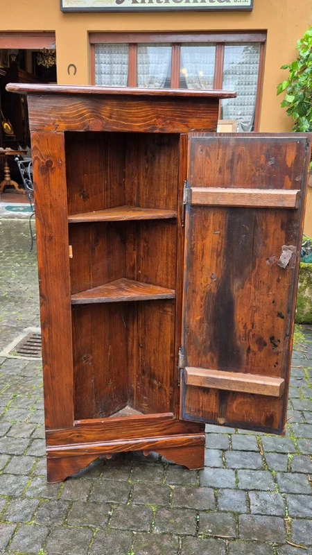 Small antique cantonal pine corner cabinet