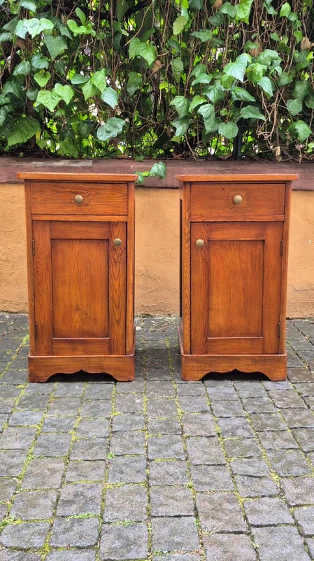 Pair of antique 19th-century oak nightstands