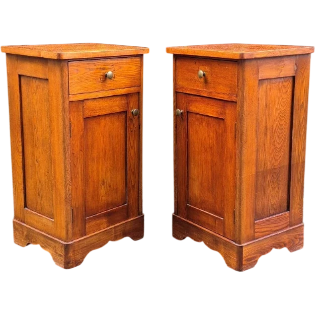 Pair of antique 19th-century oak nightstands