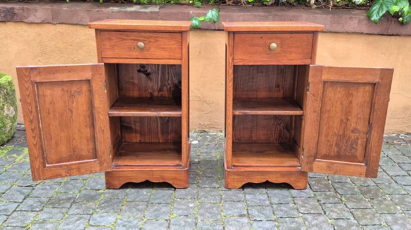 Pair of antique 19th-century oak nightstands